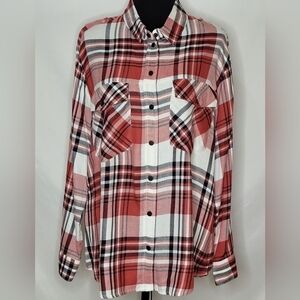 Sanctuary Plaid Flannel Boyfriend Shirt - Size L